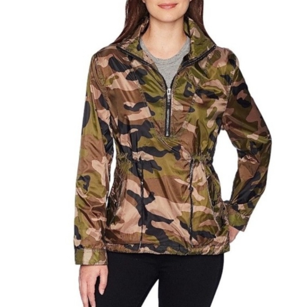 Blank NYC Camouflage Utility Half Zip Pullover Windbreaker Jacket Size Large